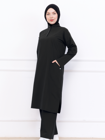 VERA LİKRALI SİYAH TAKIM SCRUBS