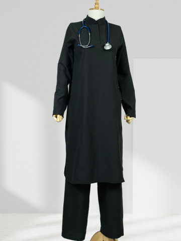 VERA LİKRALI SİYAH TEK ÜST SCRUBS