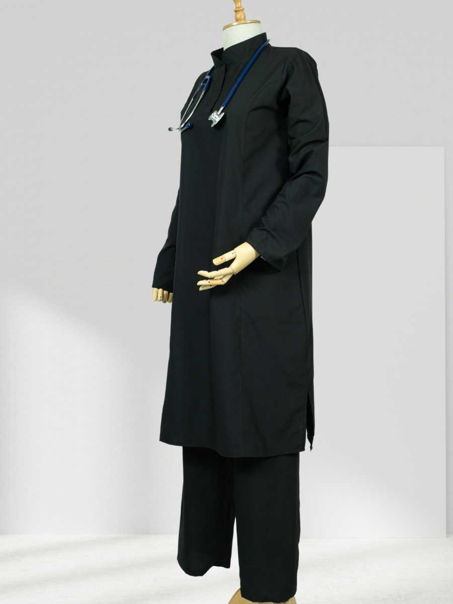 VERA LİKRALI SİYAH TEK ÜST SCRUBS