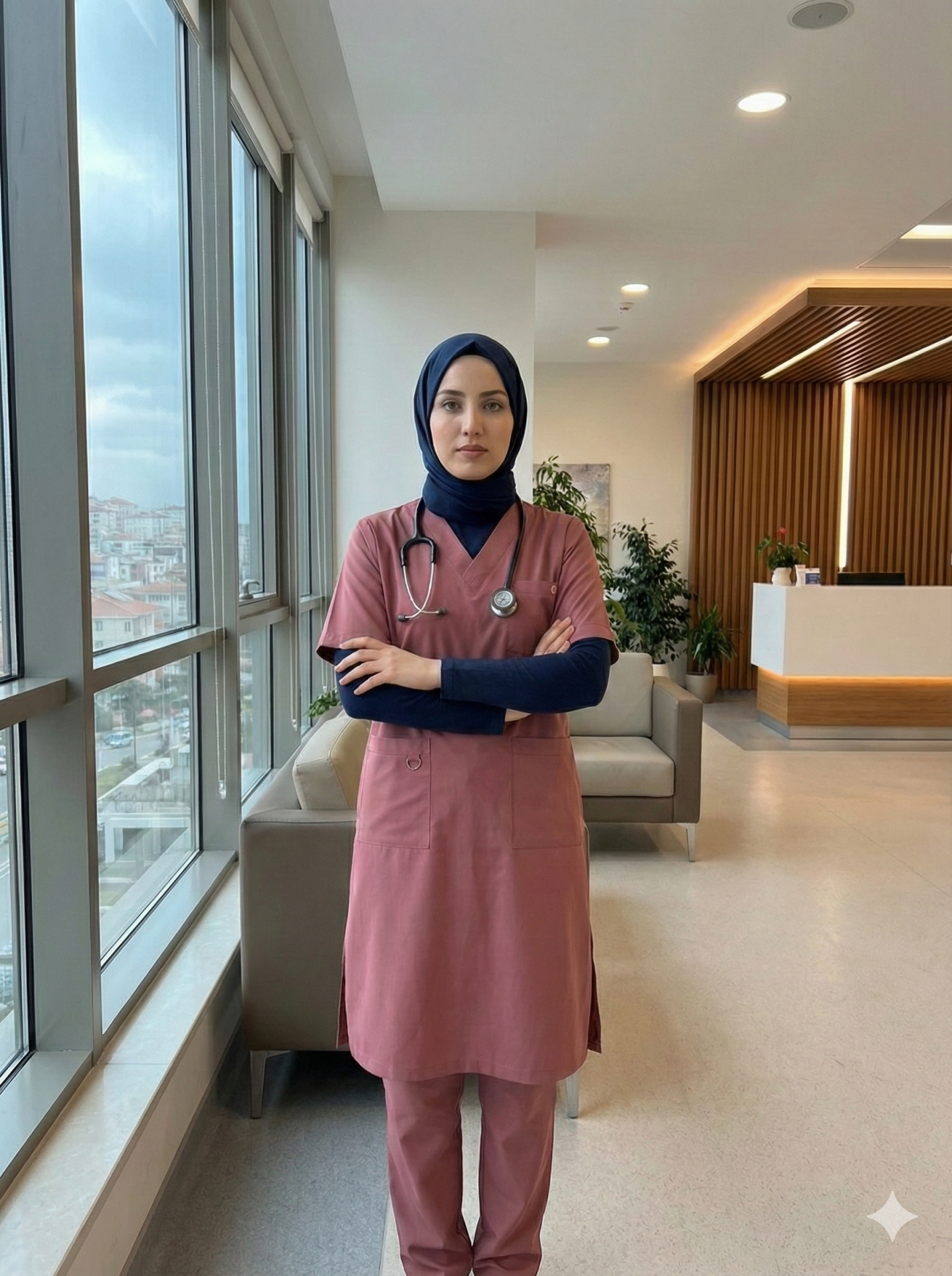 LİNA GÜL KURUSU TEK ÜST SCRUBS