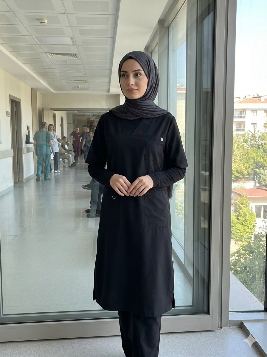 LİNA SİYAH TEK ÜST SCRUBS