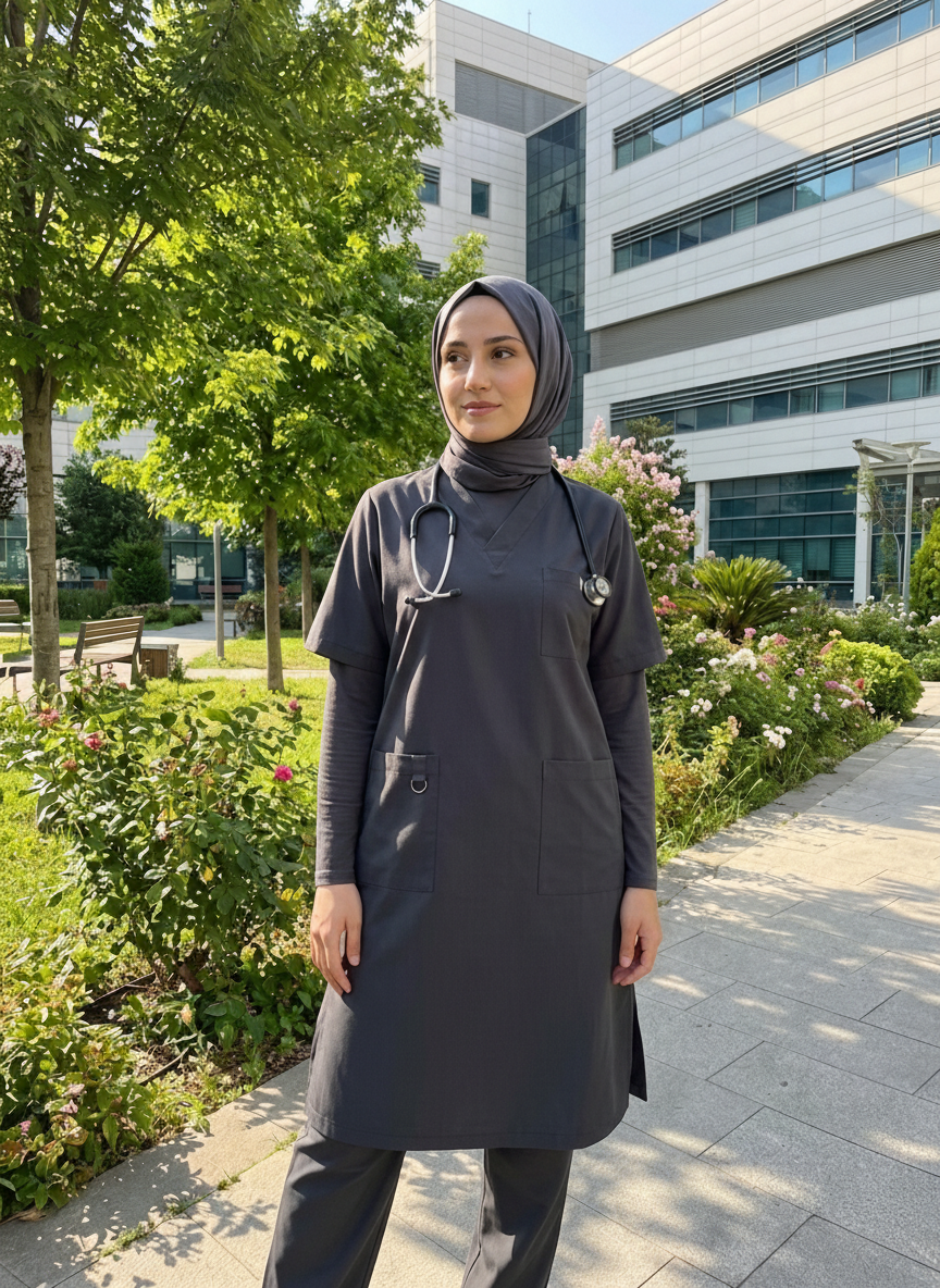 LİNA FÜME TEK ÜST SCRUBS